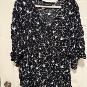 Lane Bryant Black and White Floral Blouse